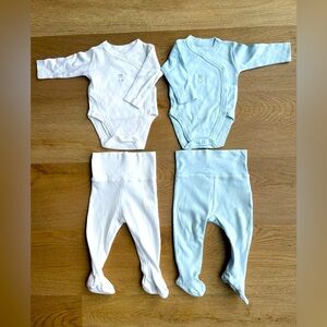 Baby boy organic cotton onesie and pants 0-3m